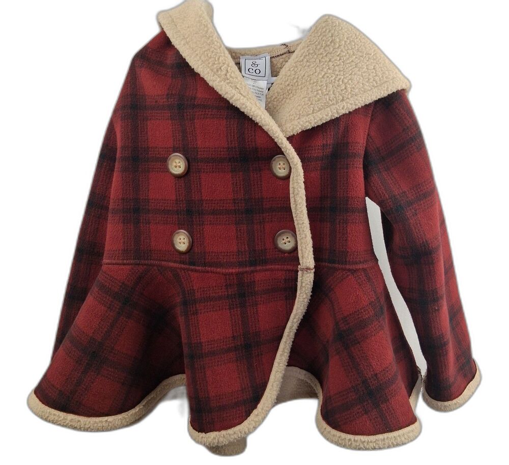 Mack & Co Girls Peplum Fleece Faux Sherpa Coat Size 2T